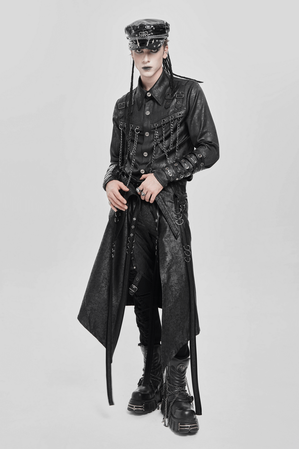 Gothic Punk Layered Strap Skirt with Zippers and Rings