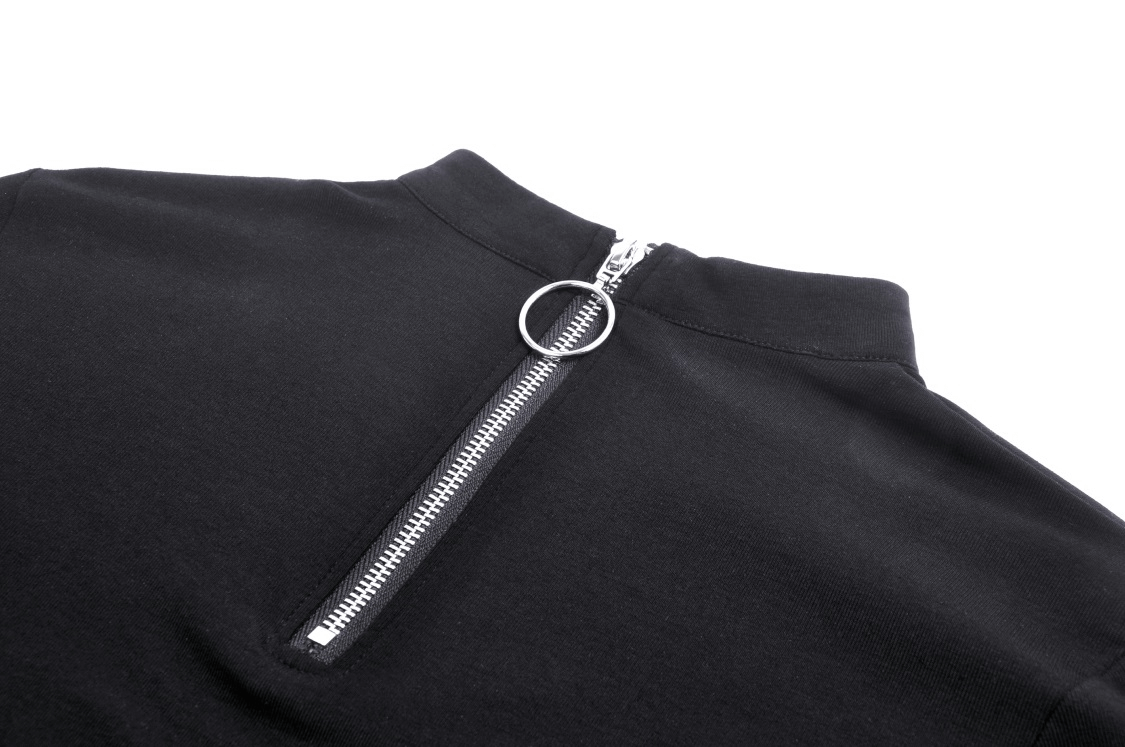 Gothic Punk Mesh Cutout Long Sleeves Lace-Up Crop Top