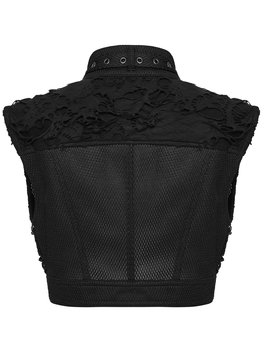 Gothic Punk Mesh Short Vest with Skull Buttons