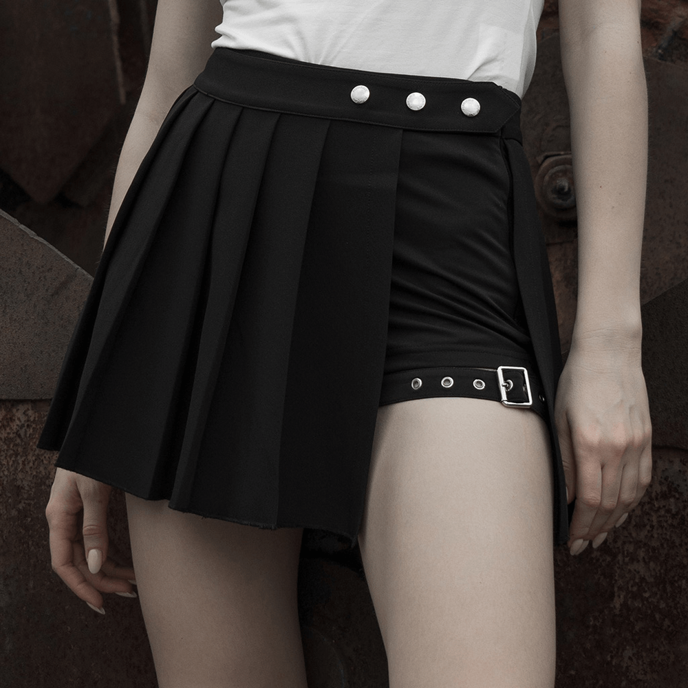 Gothic Punk Plaid Mini Skirt Asym Falsies Two-Piece