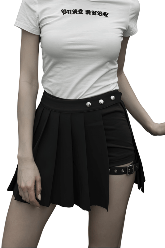 Gothic Punk Plaid Mini Skirt Asym Falsies Two-Piece