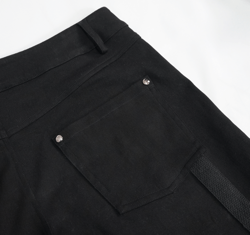 Gothic Punk Rivets Mesh Shorts / Black Shorts with Rope for Men / Alternative Clothing