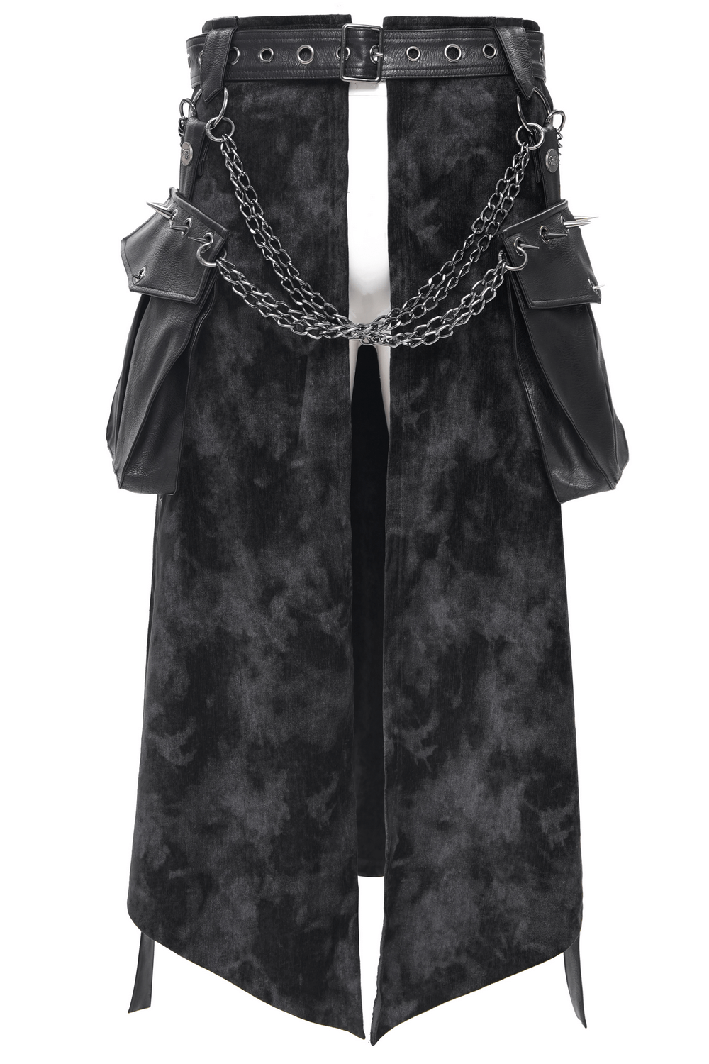 Gothic Punk Skirt with Chains and Leather Accessories
