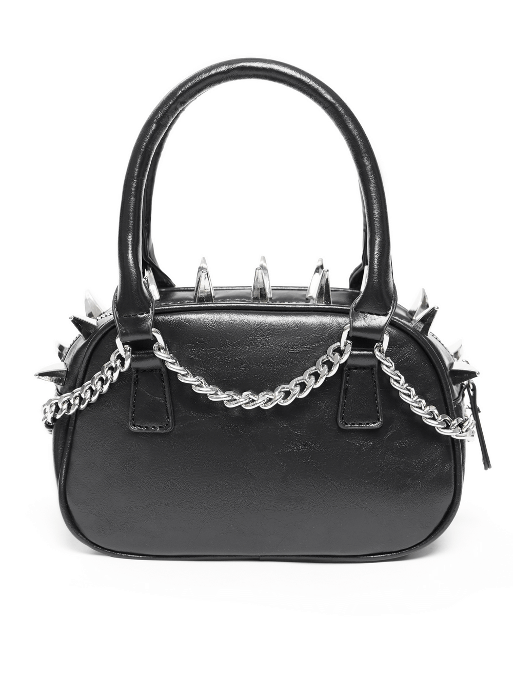 Gothic Punk Skull Handbag with Spikes and Chain Straps