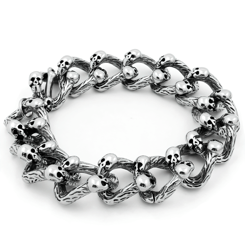 Gothic Punk Style Skull Bracelet / Domineering Double-Row Bracelet for Men and Women