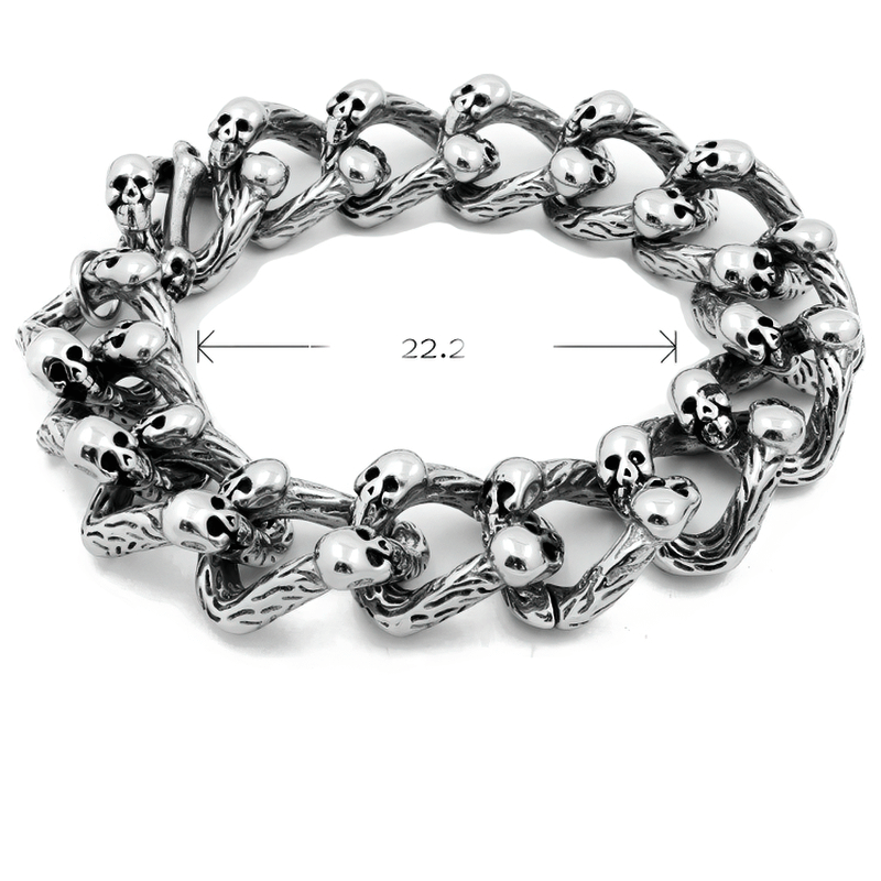 Gothic Punk Style Skull Bracelet / Domineering Double-Row Bracelet for Men and Women