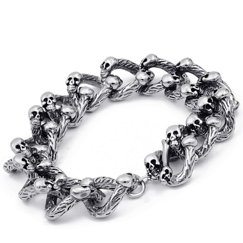 Gothic Punk Style Skull Bracelet / Domineering Double-Row Bracelet for Men and Women