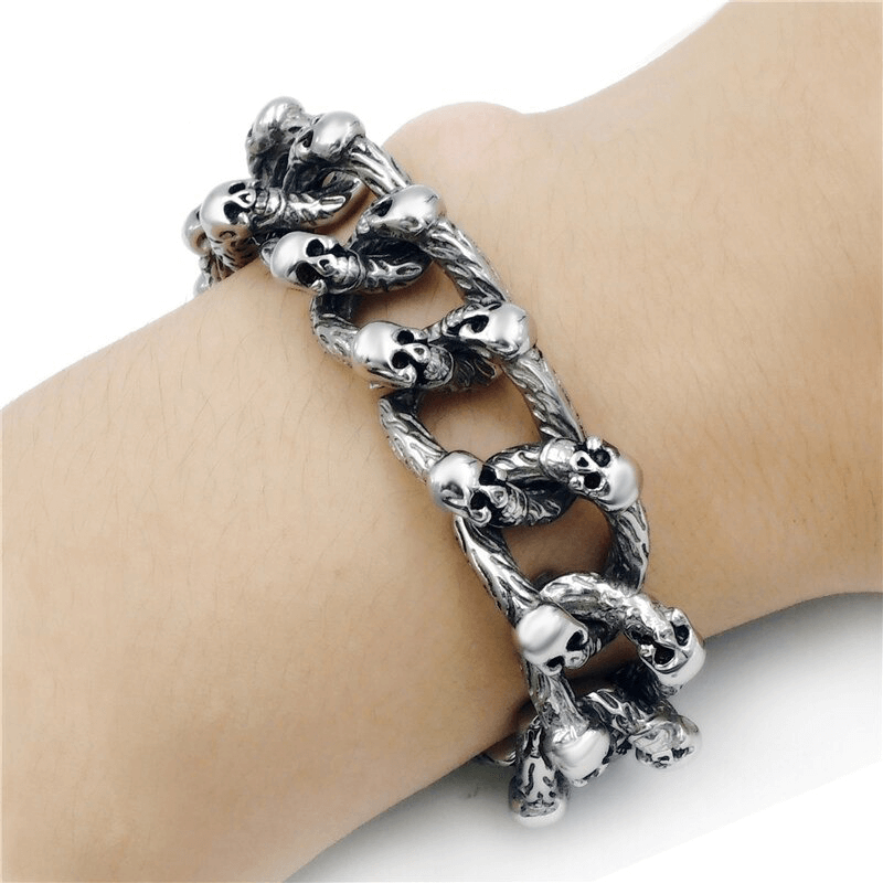 Gothic Punk Style Skull Bracelet / Domineering Double-Row Bracelet for Men and Women