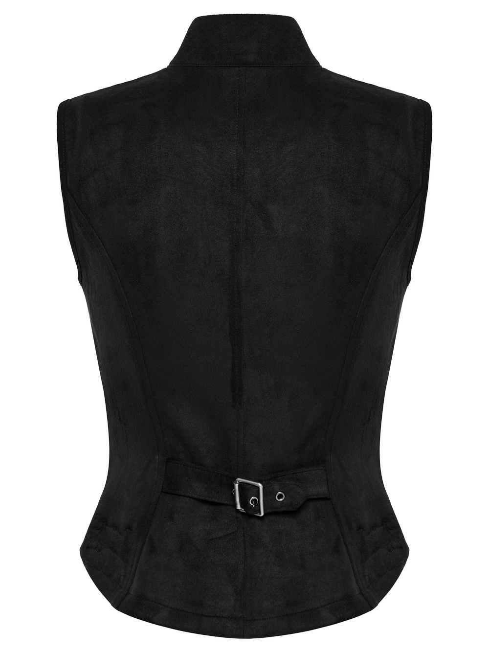 Gothic Punk Suede Buckle Vest with Skeleton Cutouts