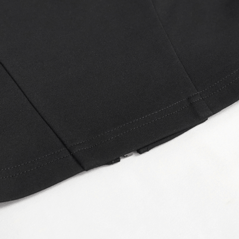 Gothic Punk Top with Circled Hollow Pentagram Zipper / Female Adjustable Buckle Straps Top