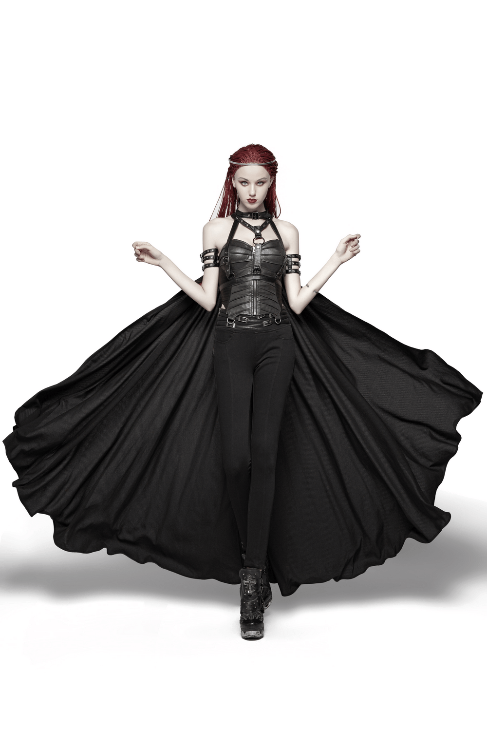 Gothic Punk Women's Chain-Linked Striped Cape