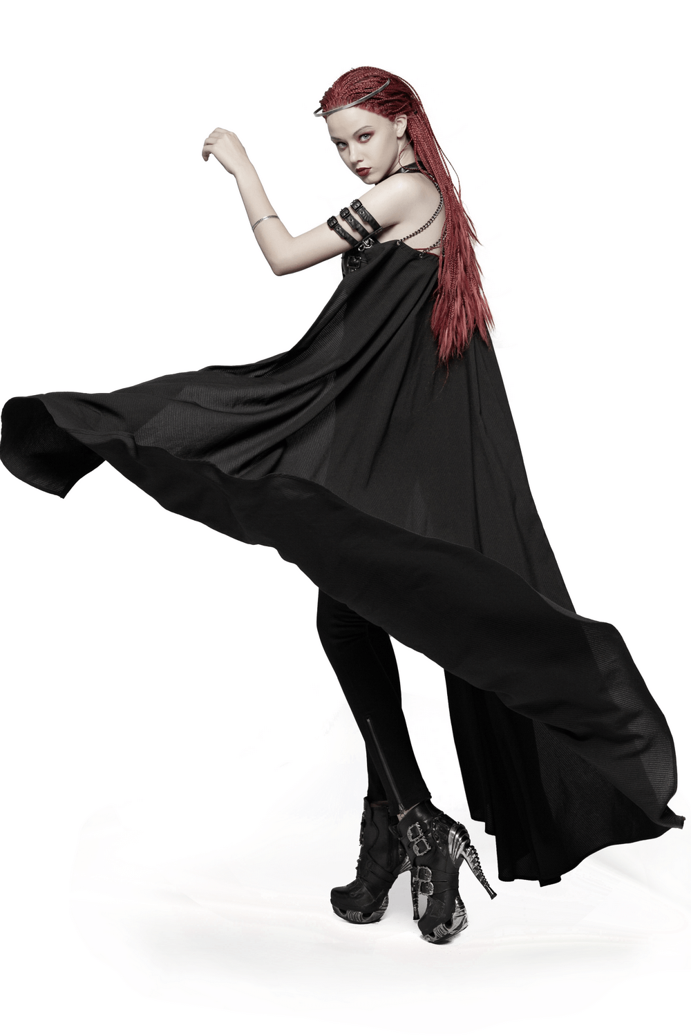 Gothic Punk Women's Chain-Linked Striped Cape