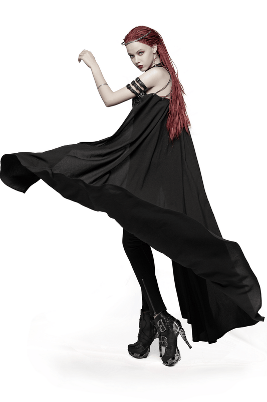 Gothic Punk Women's Chain-Linked Striped Cape