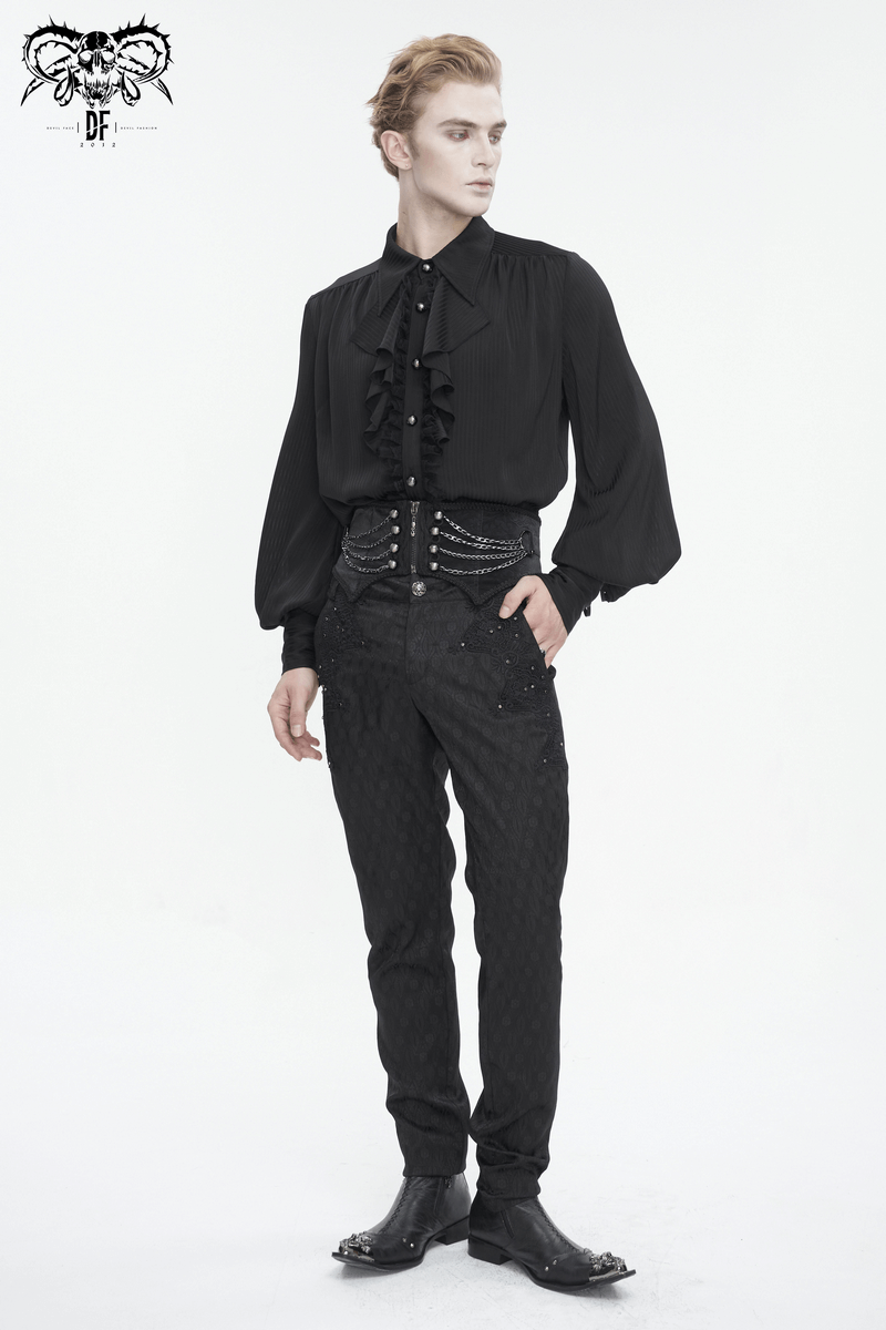 Gothic Punk Zipper Irregular Girdle With Multi Chain for Men