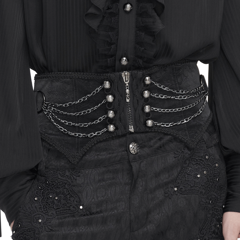 Gothic Punk Zipper Irregular Girdle With Multi Chain for Men