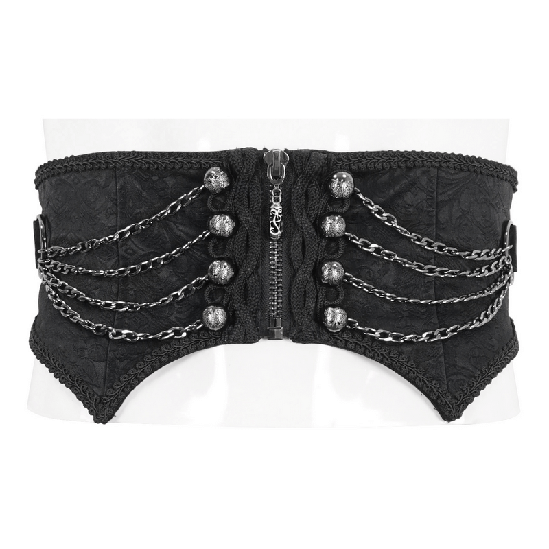Gothic Punk Zipper Irregular Girdle With Multi Chain for Men