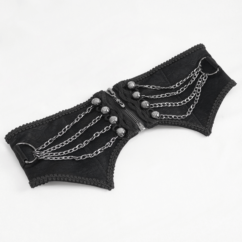 Gothic Punk Zipper Irregular Girdle With Multi Chain for Men