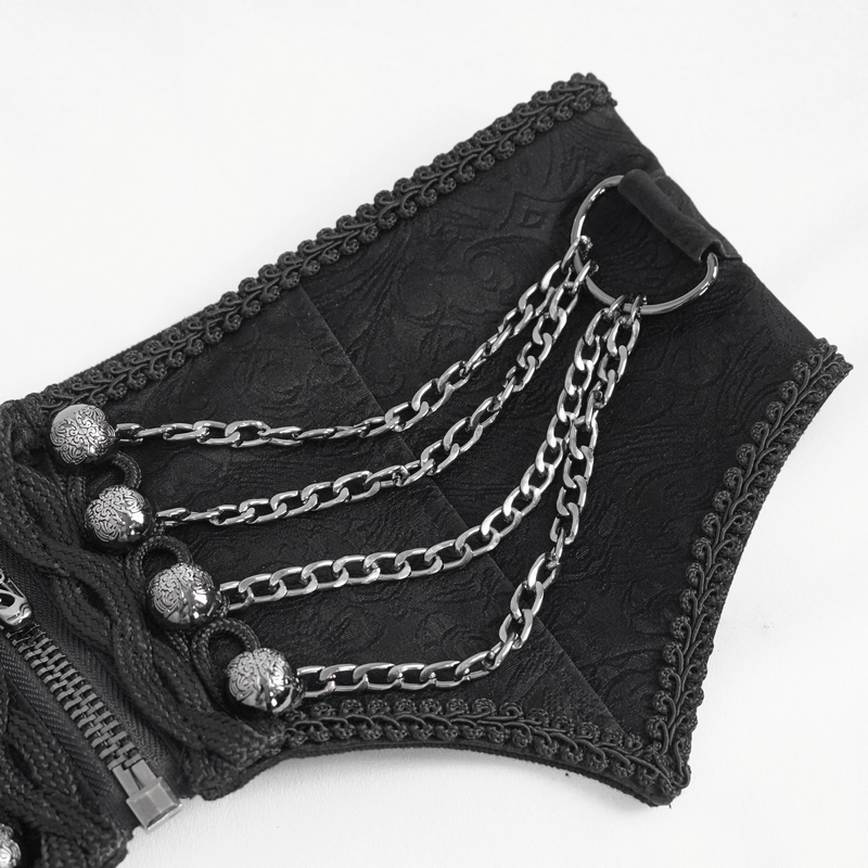Gothic Punk Zipper Irregular Girdle With Multi Chain for Men