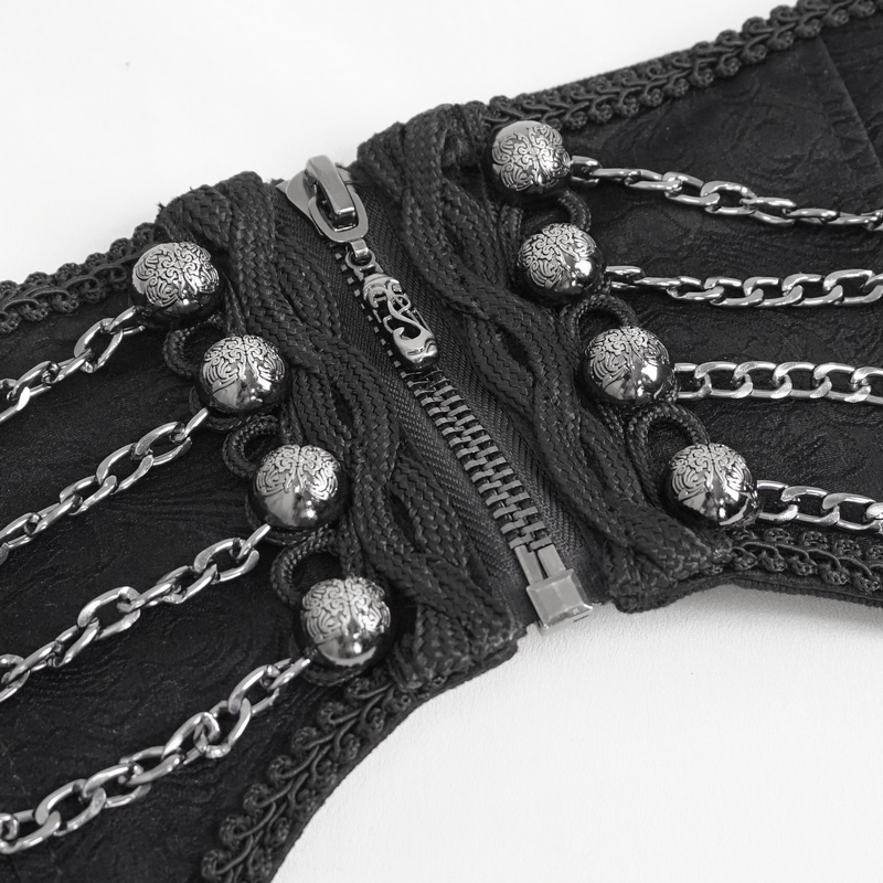 Gothic Punk Zipper Irregular Girdle With Multi Chain for Men