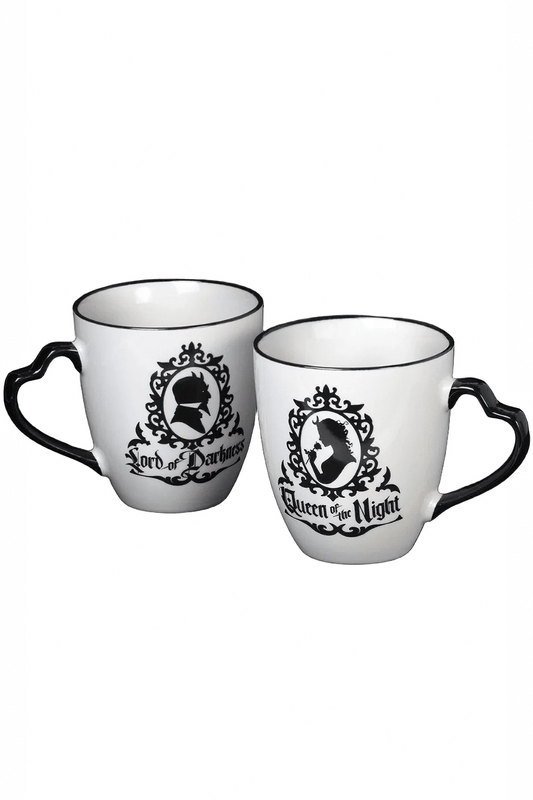 Gothic Queen of Night and Lord of Darkness Mug Pair