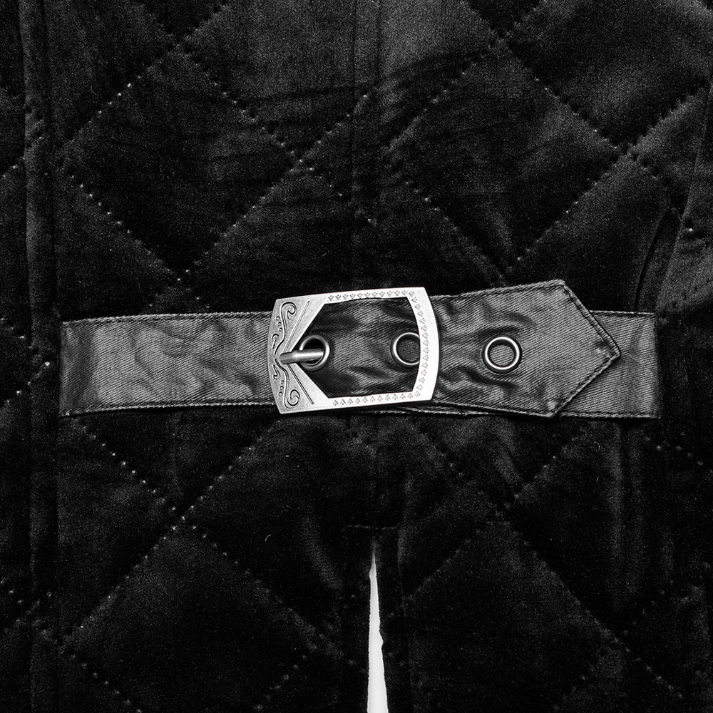 Gothic Quilted Men's Waistcoat with Metal Clasp Closure