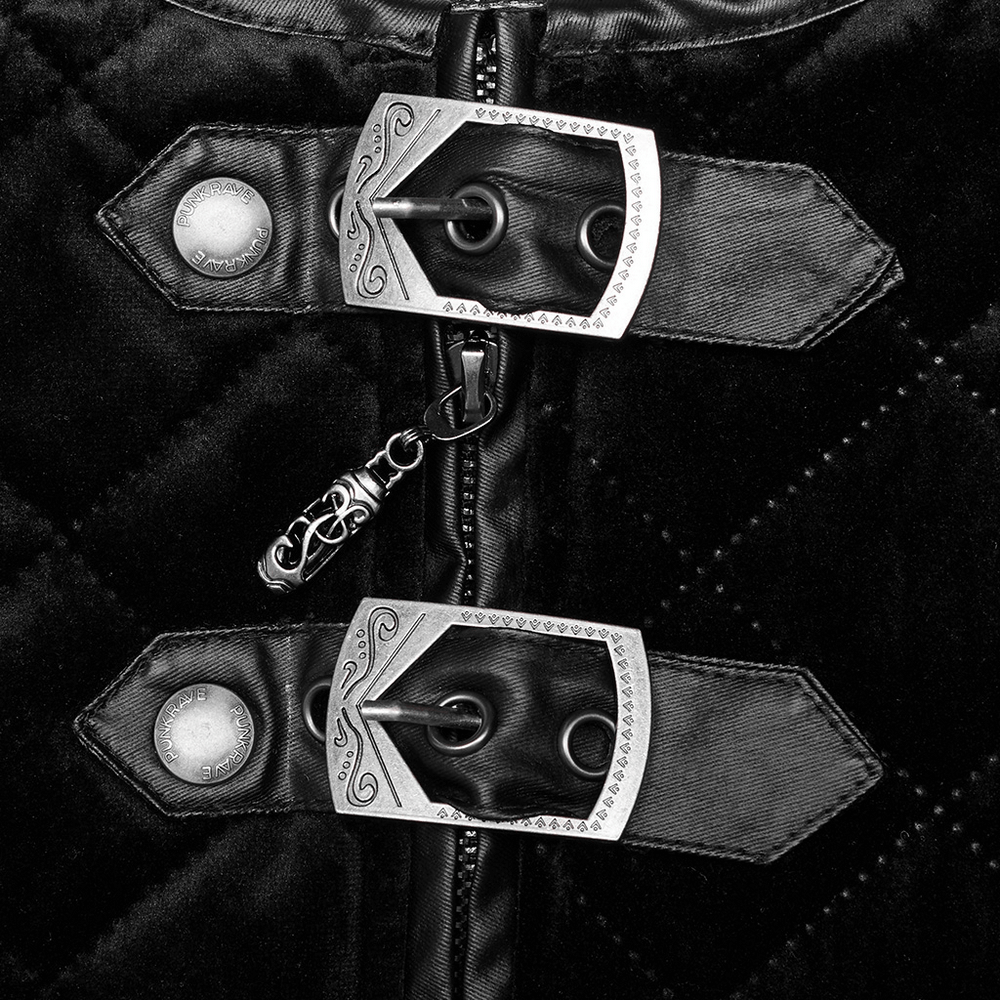 Gothic Quilted Men's Waistcoat with Metal Clasp Closure