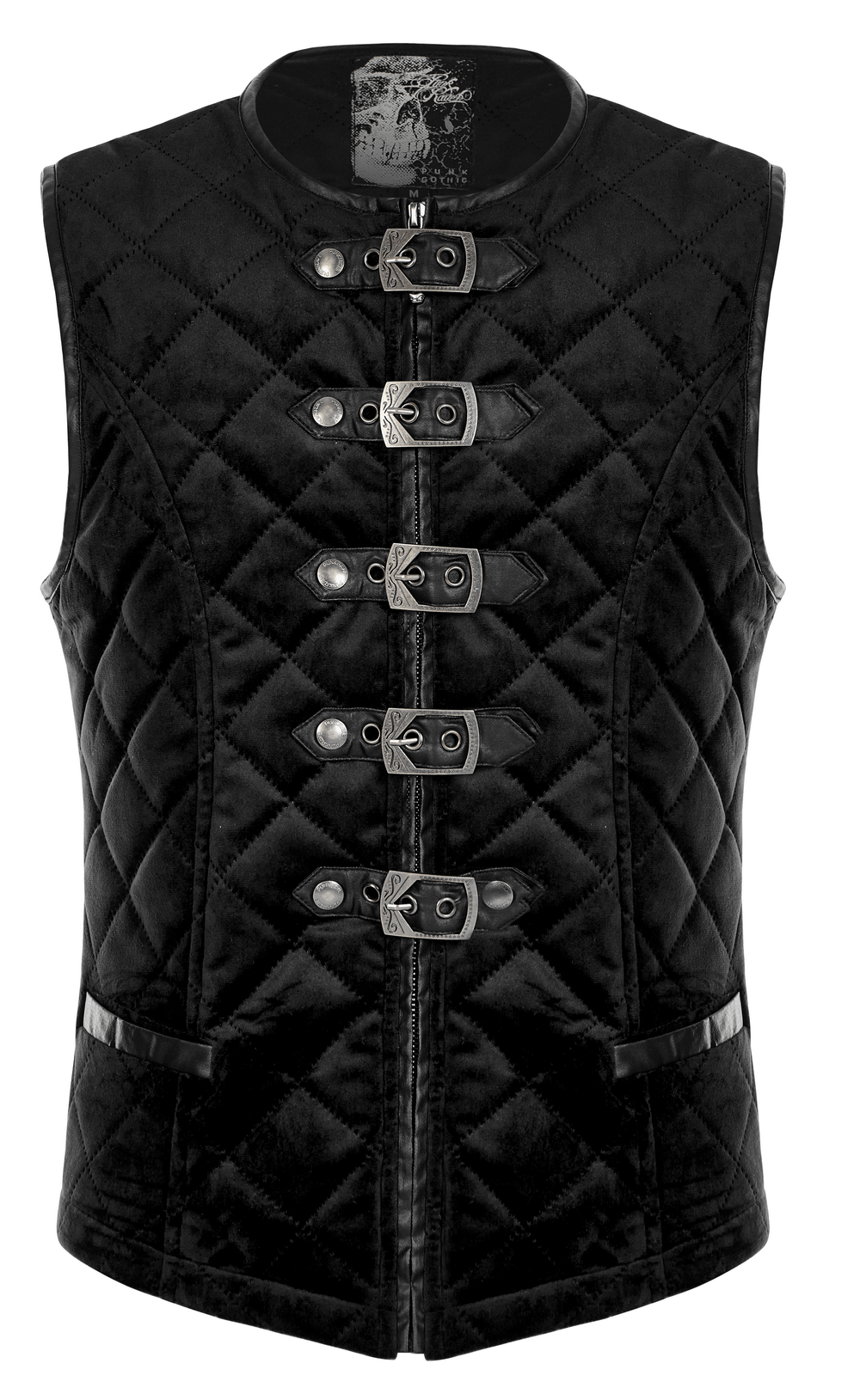 Gothic Quilted Men's Waistcoat with Metal Clasp Closure