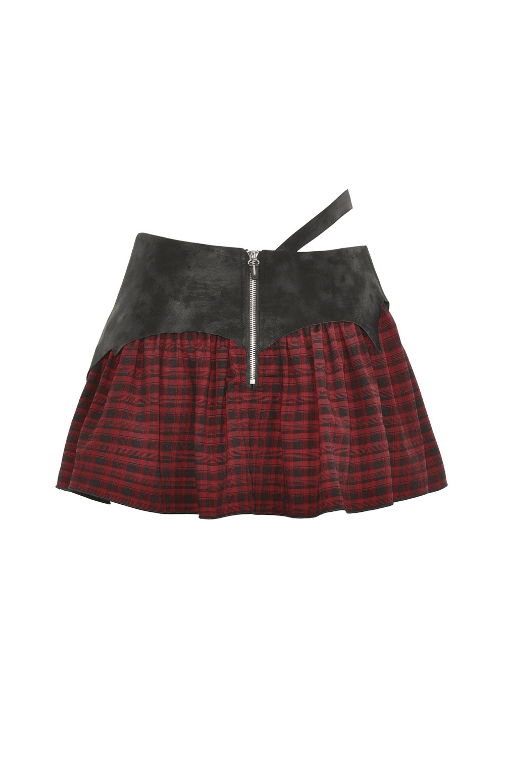 Gothic Red and Black Plaid Skirt with Cross Detail