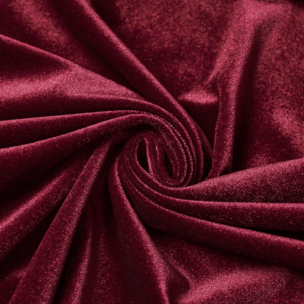 Gothic Red Velvet Hooded Cloak with Black Lace Trim