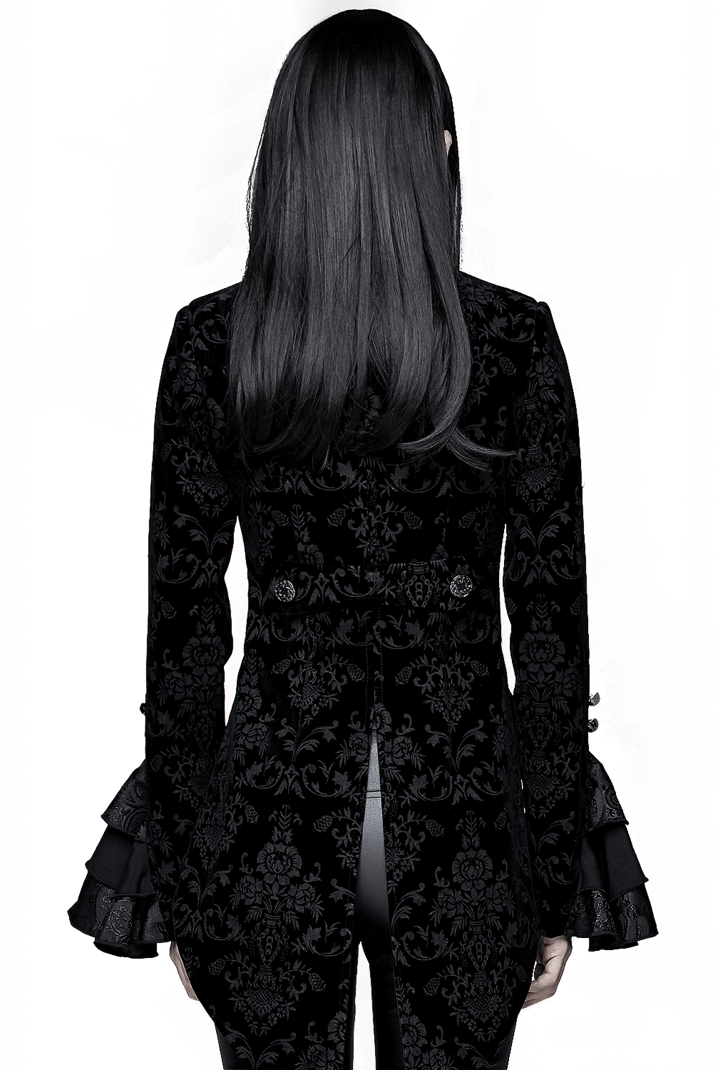 Gothic Ruffle Jacket with Lace Sleeves for Women