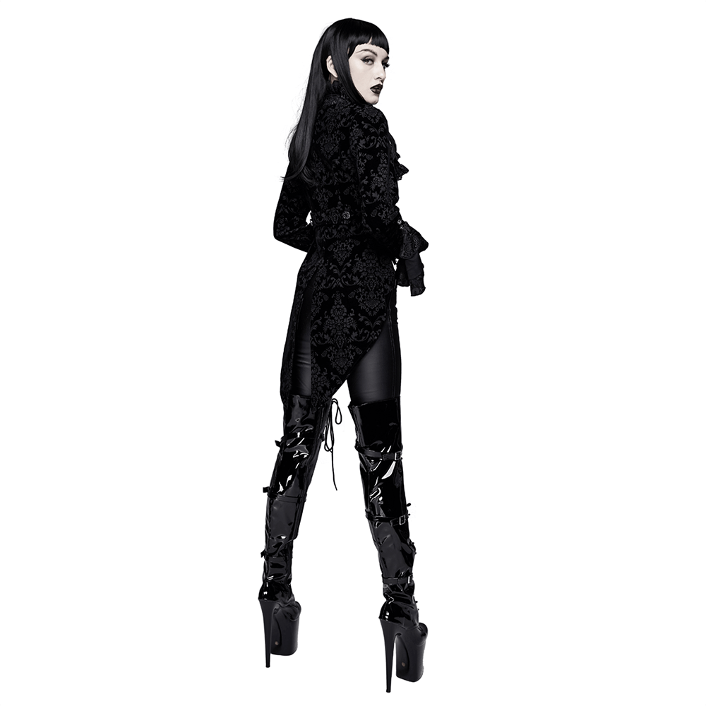 Gothic Ruffle Jacket with Lace Sleeves for Women