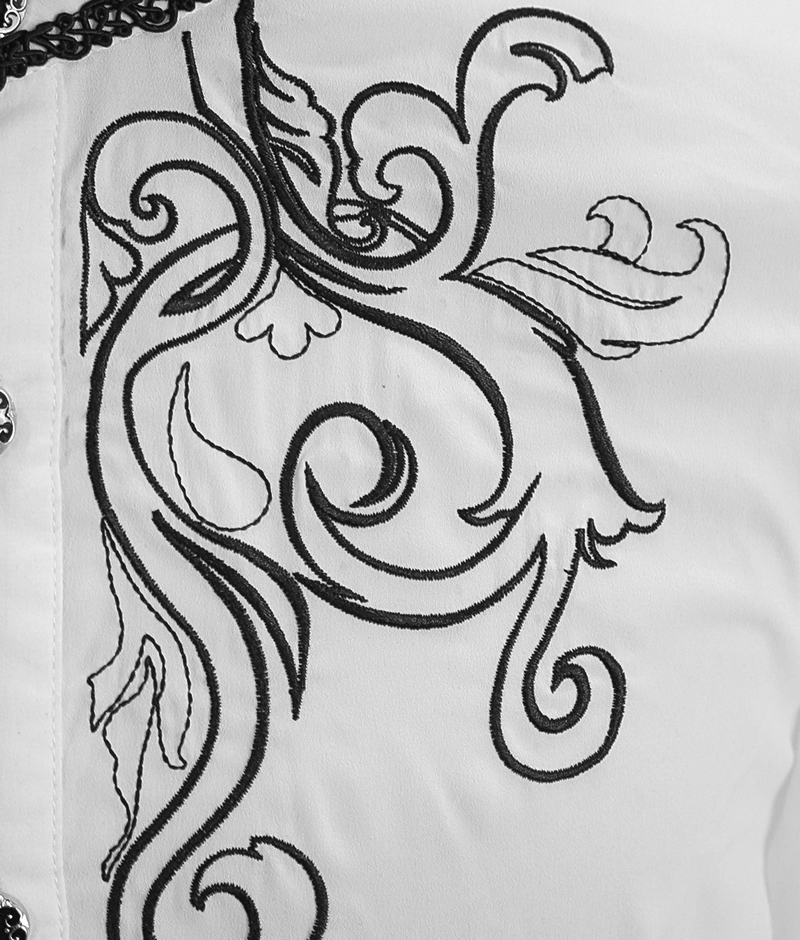 Gothic Ruffled High Collar Shirt with Lace Bowtie / Loose Long Sleeve Shirt for Men