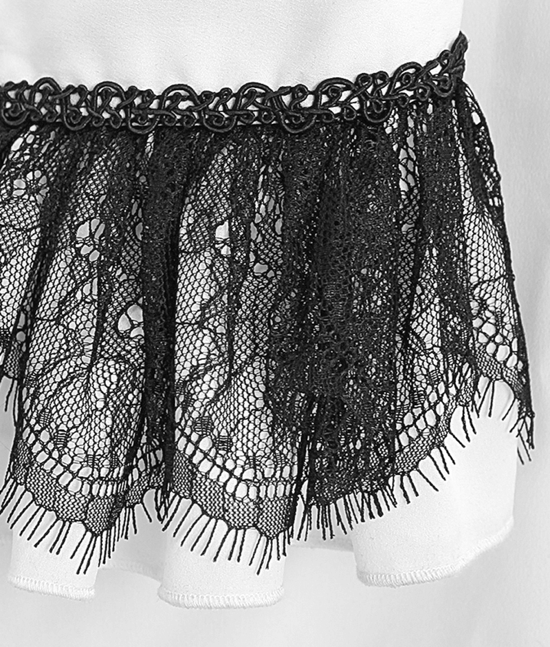 Gothic Ruffled High Collar Shirt with Lace Bowtie / Loose Long Sleeve Shirt for Men