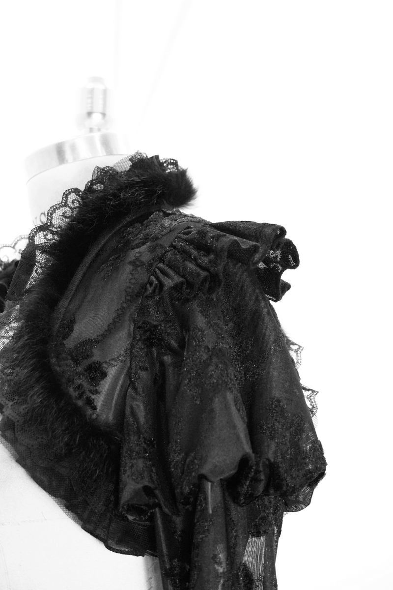 Gothic Ruffled Lace Ladies Bolero / Floral Lace Flare Sleeved Capes / Sexy Female Clothing