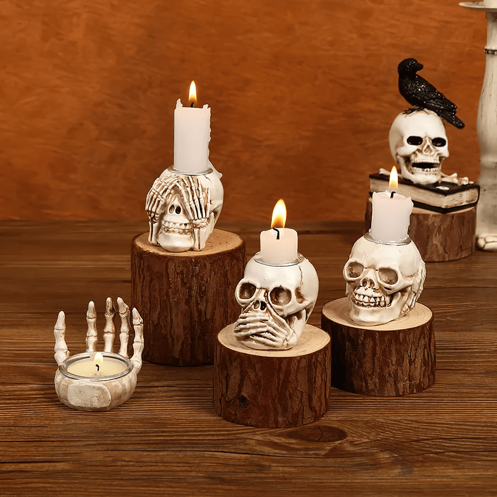 Gothic Skeleton Hand Candle Holder for Halloween Decor