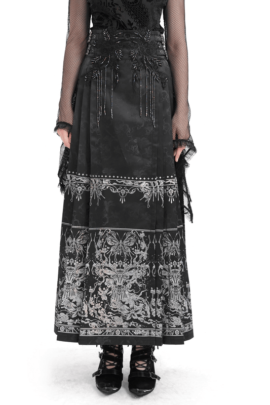 Gothic Skirt with Embellishments and Intricate Design