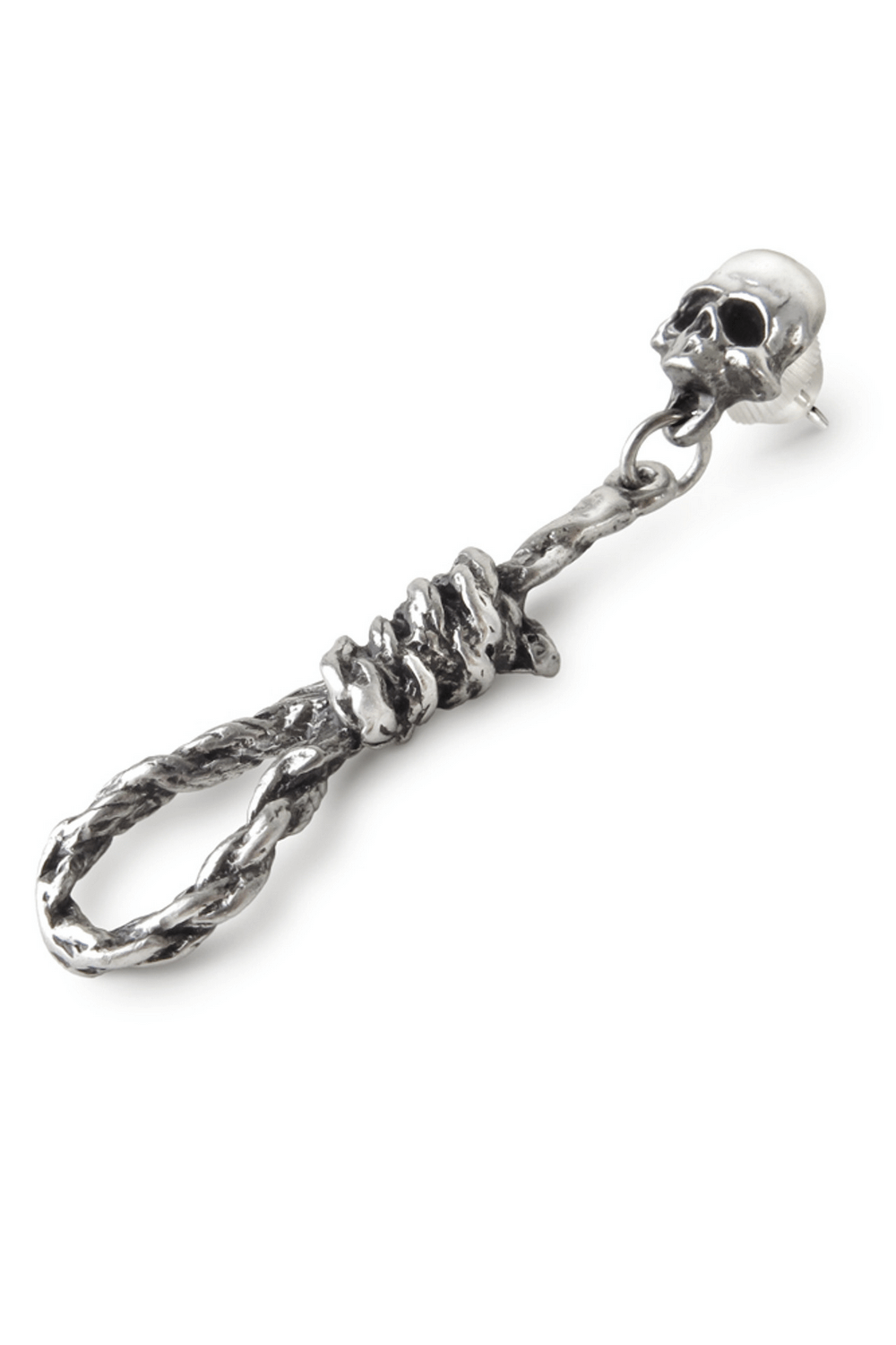 Gothic Skull and Noose Drop Earring in Pewter