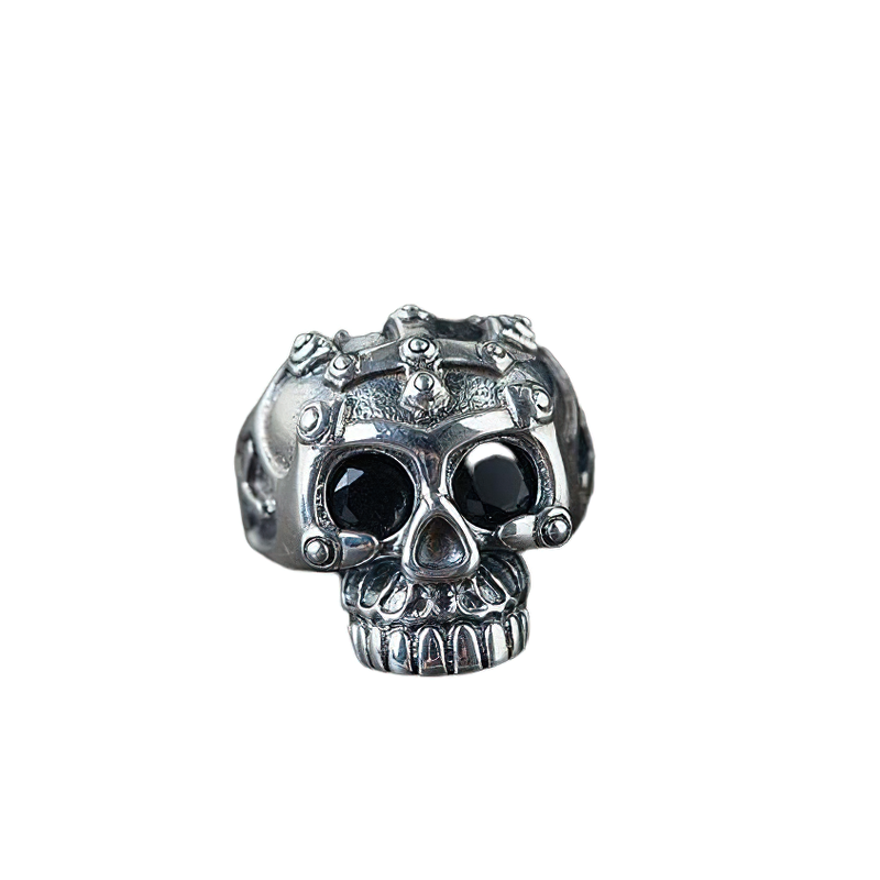 Gothic Skull Skeleton Ring Of 925 Sterling Silver / Vintage Rock Style Jewelry