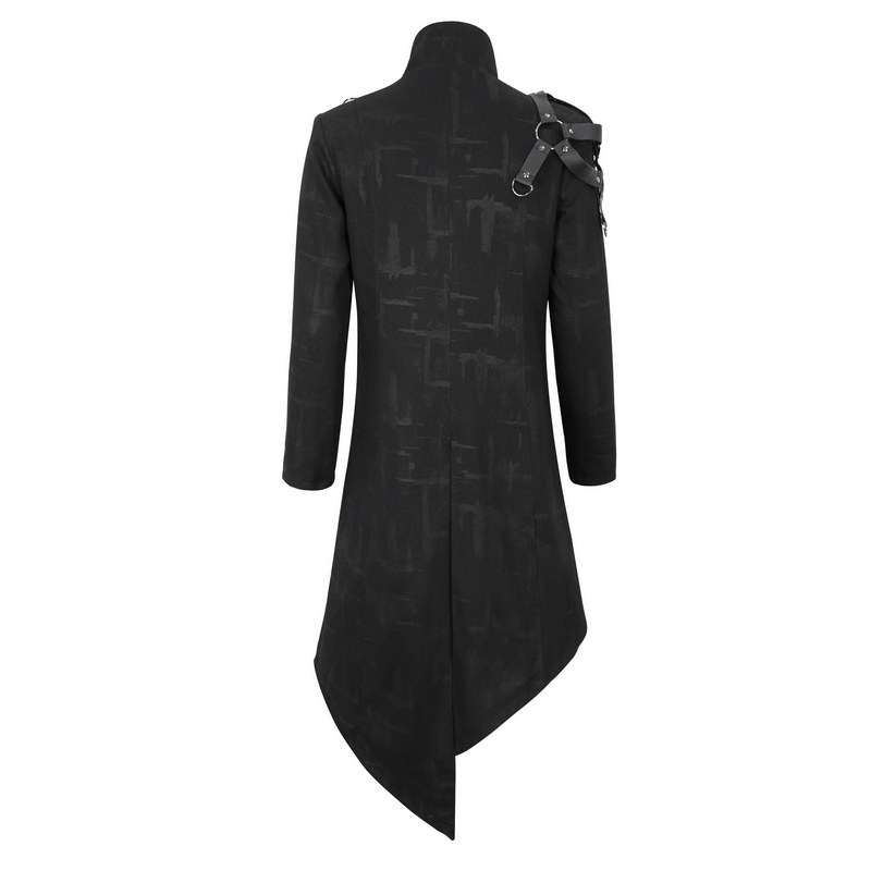 Gothic Skull Zipper Asymmetric Coat with Harness / Stand Collar Men's Coats