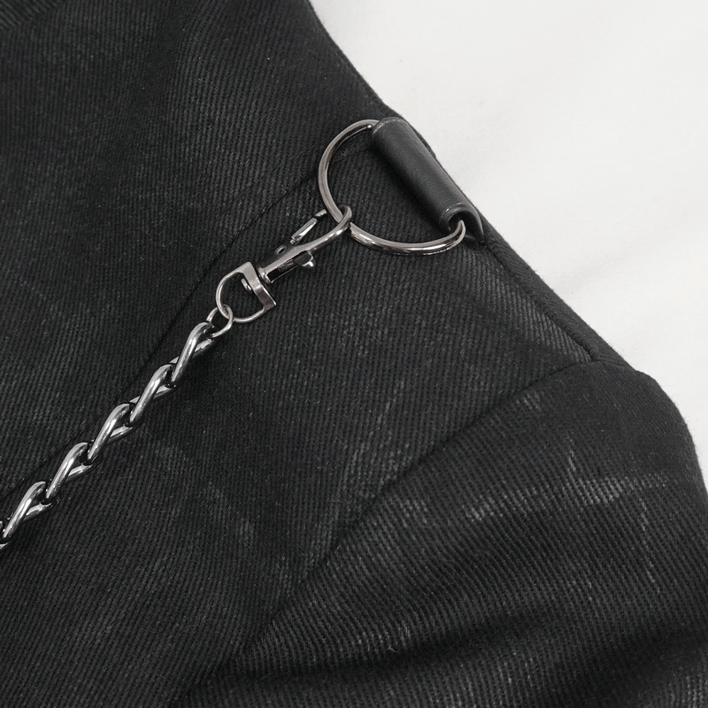 Gothic Skull Zipper Asymmetric Coat with Harness / Stand Collar Men's Coats