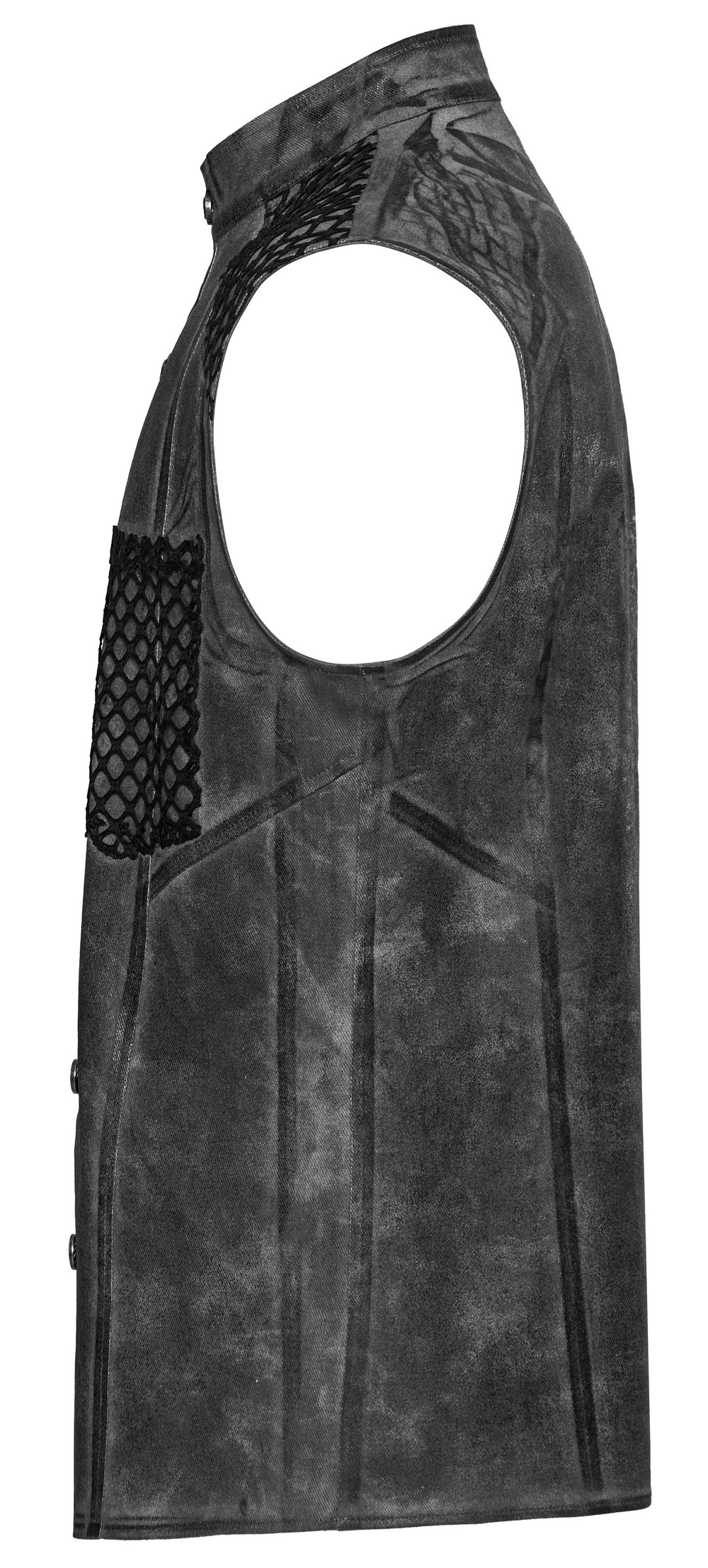Gothic Sleeveless Shirt with Mesh Detailing and Buttons
