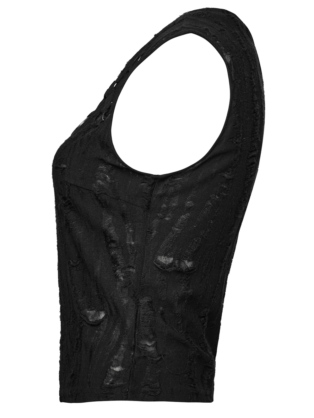 Gothic Sleeveless Top with Iron Rings and Unique Effect