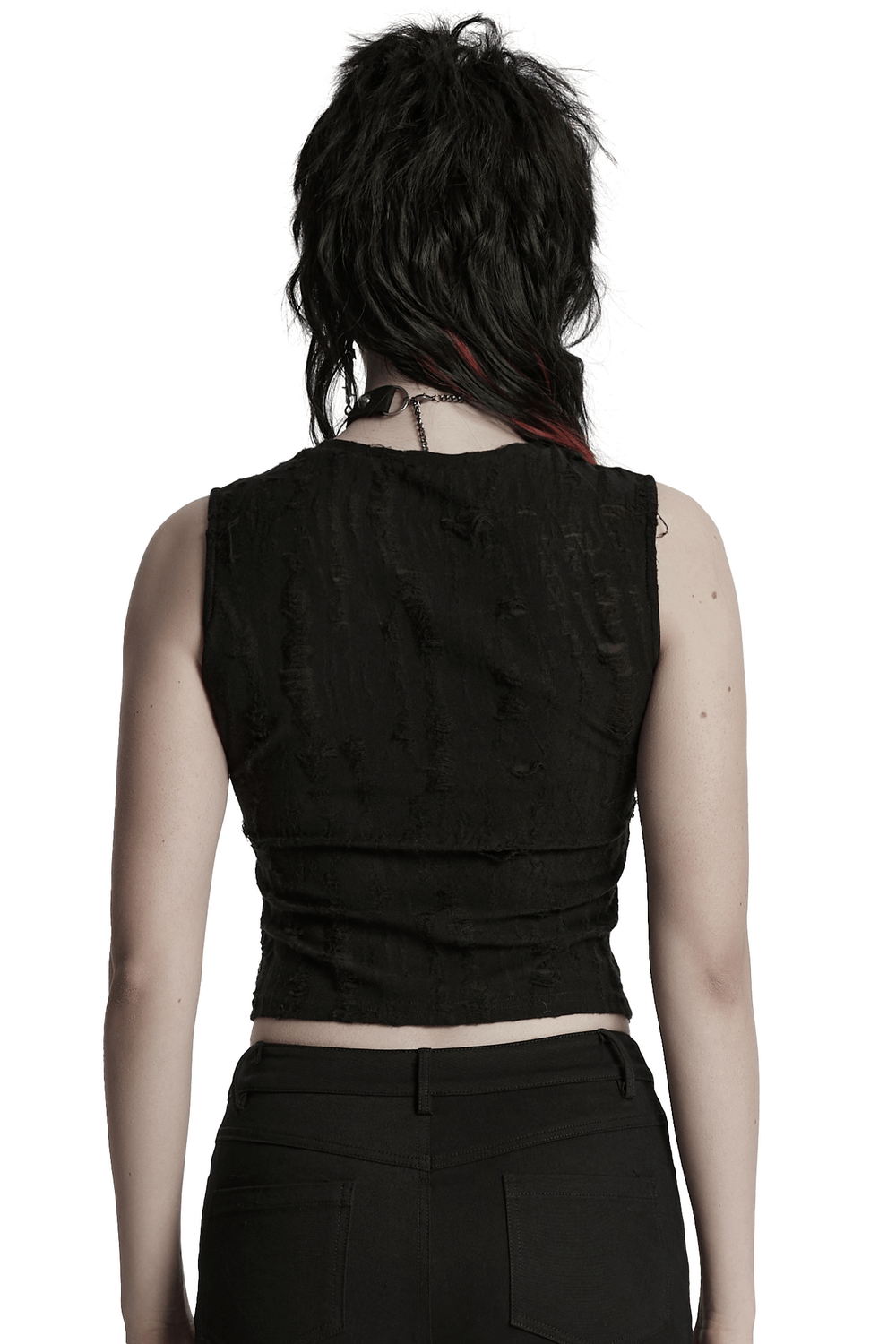 Gothic Sleeveless Top with Iron Rings and Unique Effect