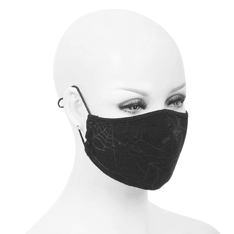 Gothic Spiderweb Face Mask / Black Breathable Mask with Adjustable Straps