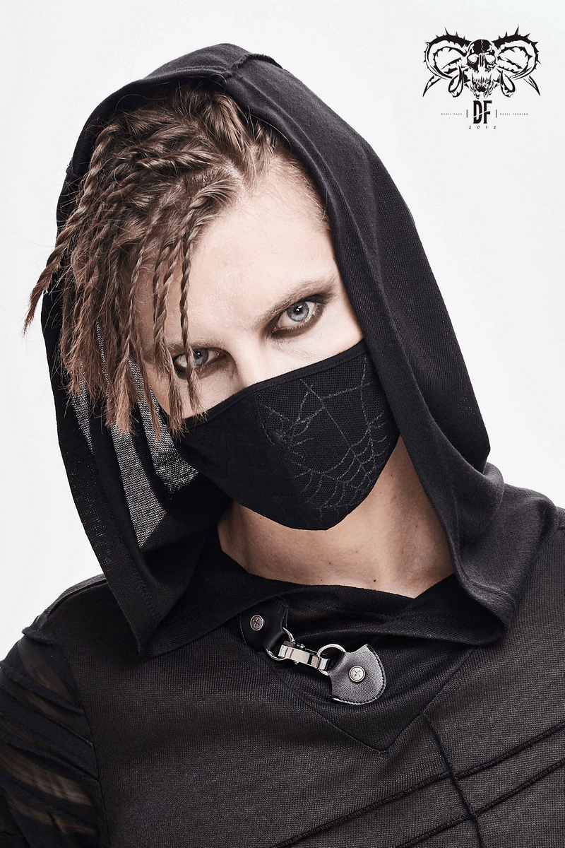 Gothic Spiderweb Face Mask / Black Breathable Mask with Adjustable Straps