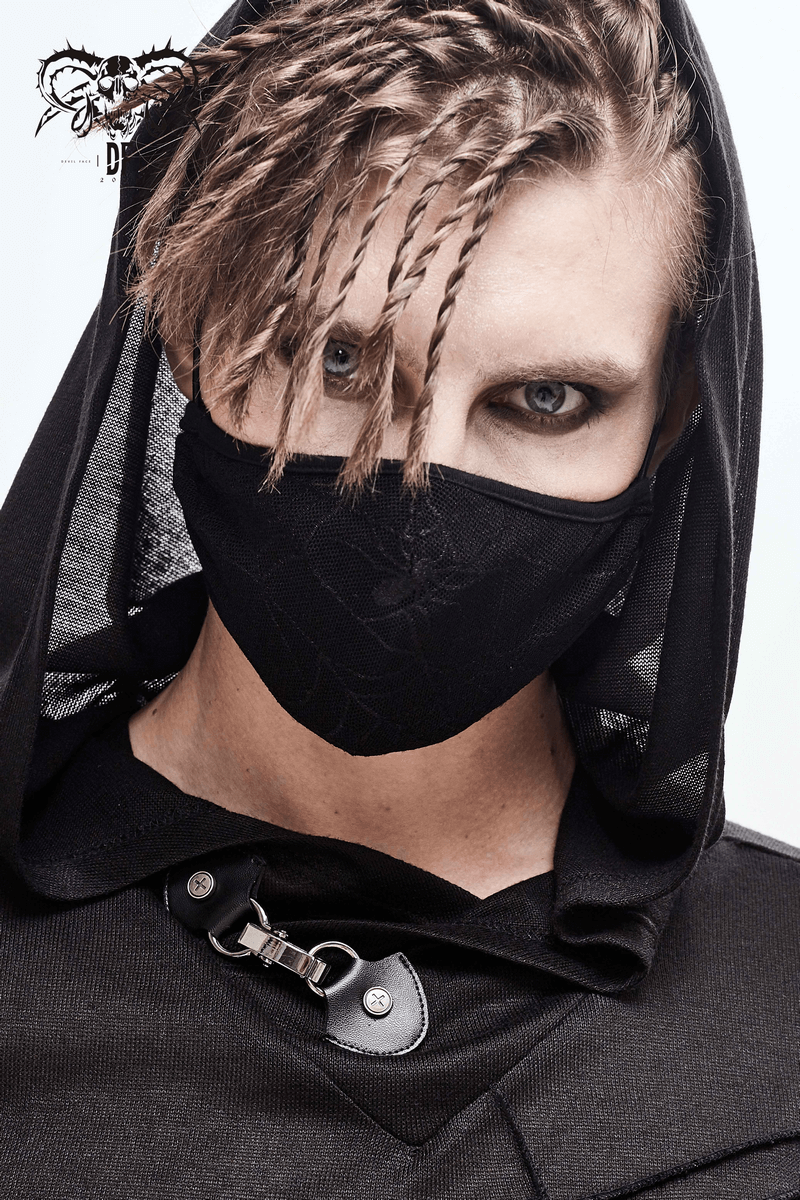 Gothic Spiderweb Face Mask / Black Breathable Mask with Adjustable Straps