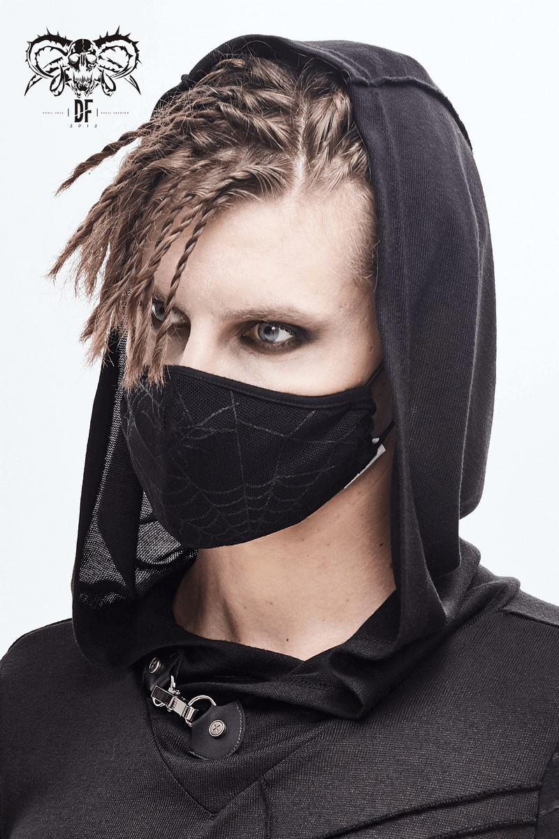 Gothic Spiderweb Face Mask / Black Breathable Mask with Adjustable Straps