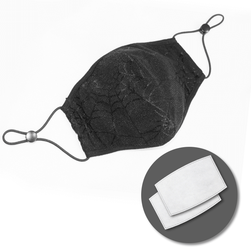 Gothic Spiderweb Face Mask / Black Breathable Mask with Adjustable Straps