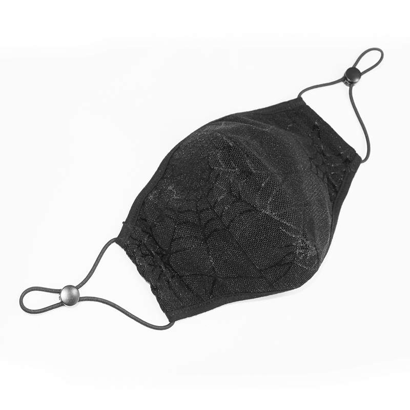 Gothic Spiderweb Face Mask / Black Breathable Mask with Adjustable Straps