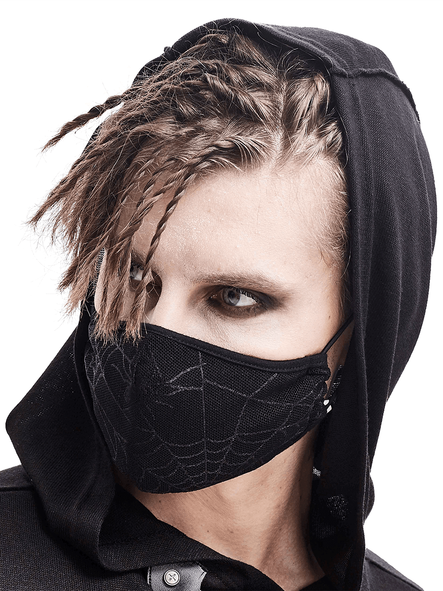 Gothic Spiderweb Face Mask / Black Breathable Mask with Adjustable Straps
